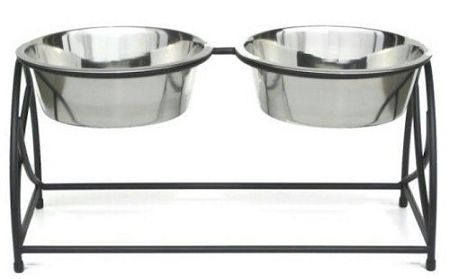 Butterfly Double Elevated Dog Feeder (Option: Large)